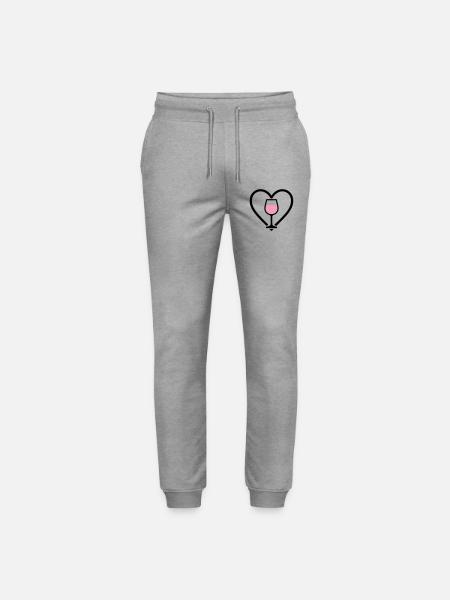 Heart + Rosé Wine – Rosé Lover - Stanley/Stella Mover Unisex Organic Jogging Trousers - heather grey