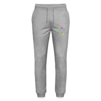 Music Vinyl Turntable DJ Equalizer Retro - Stanley/Stella Mover Unisex Organic Jogging Trousers - heather grey - Front - Marisol (170cm) & Nik (191cm)