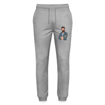 Bearded style in denim look - Stanley/Stella Mover Unisex Organic Jogging Trousers - heather grey - Front - Marisol (170cm) & Nik (191cm)