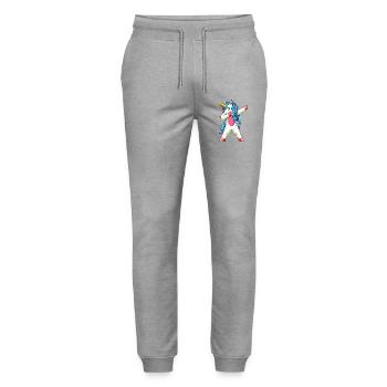 Dabbing Unicorn Rainbow Magic Vibes 2026 - Stanley/Stella Mover Unisex Organic Jogging Trousers - heather grey - Front - Marisol (170cm) & Nik (191cm)