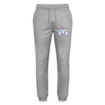 Herzcontroller Doodle Pixel Pop - Stanley/Stella Unisex Bio Jogginghose Mover  - Grau meliert - Vorne - Marisol (170cm) & Nik (191cm)