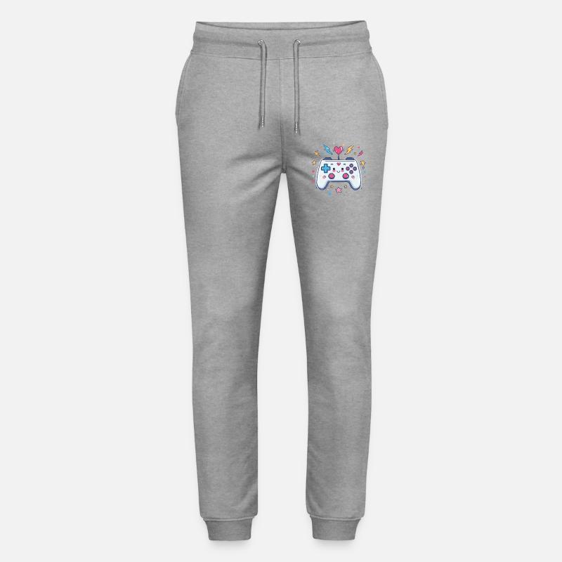 Heart Controller Doodle Pixel Pop - Stanley/Stella Mover Unisex Organic Jogging Trousers - heather grey