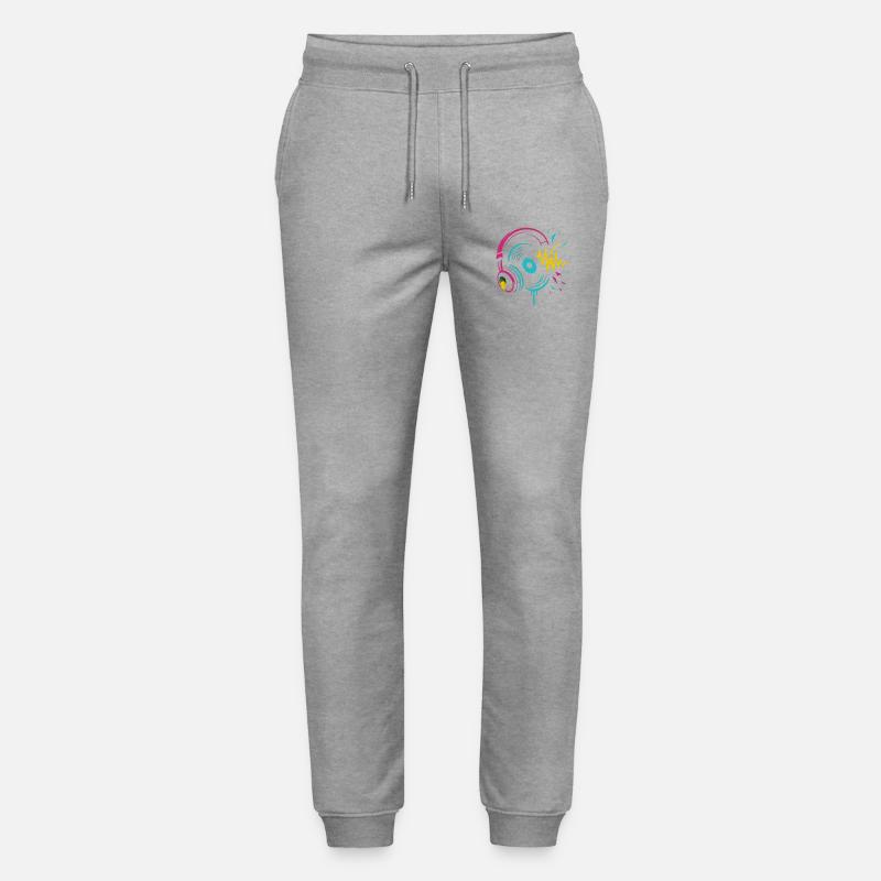 Casque néon, vinyle, son techno rave - Pantalon de jogging bio MOVER Stanley/Stella unisexe - gris chiné
