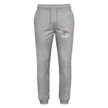 Love Dog Galaxy Master Faithful Gift - Stanley/Stella Mover Unisex Organic Jogging Trousers - heather grey - Front - Marisol (170cm) & Nik (191cm)
