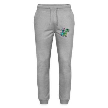Witziger Dinosaurier-Golfer Cartoon Cooles Golftier - Stanley/Stella Unisex Bio Jogginghose Mover  - Grau meliert - Vorne - Marisol (170cm) & Nik (191cm)