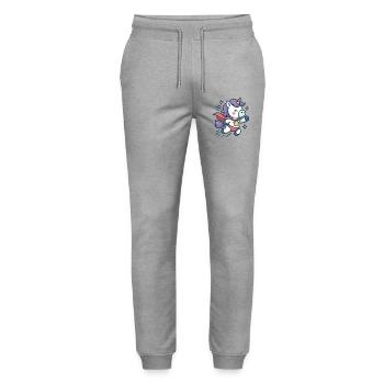 Cute Super Unicorn, Running Shirt, Kids - Stanley/Stella Mover Unisex Organic Jogging Trousers - heather grey - Front - Marisol (170cm) & Nik (191cm)