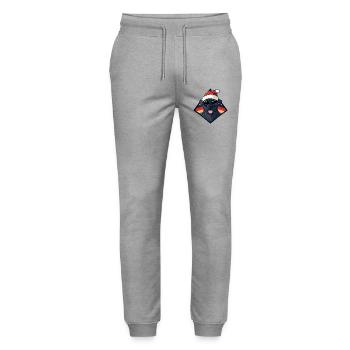 Hund mit Santa Hut und Sonnenbrille - Stanley/Stella Unisex Bio Jogginghose Mover  - Grau meliert - Vorne - Marisol (170cm) & Nik (191cm)