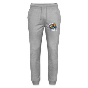 Cassette du 40e anniversaire décembre 1986 - Pantalon de jogging bio MOVER Stanley/Stella unisexe - gris chiné - Devant - Marisol (170cm) & Nik (191cm)