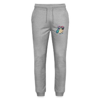 Lustiger Mops Golfer Cartoon Cooles Golftier - Stanley/Stella Unisex Bio Jogginghose Mover  - Grau meliert - Vorne - Marisol (170cm) & Nik (191cm)