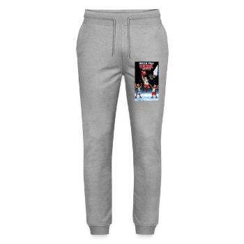 Santa Dunking Basketball North Pole Dunk Squad - Stanley/Stella Mover Unisex Organic Jogging Trousers - heather grey - Front - Marisol (170cm) & Nik (191cm)