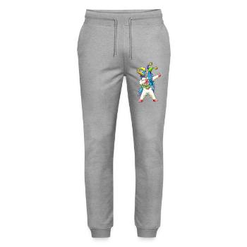 Mardi Gras Unicorn Dabbing Masked Carnival Art - Stanley/Stella Mover Unisex Organic Jogging Trousers - heather grey - Front - Marisol (170cm) & Nik (191cm)