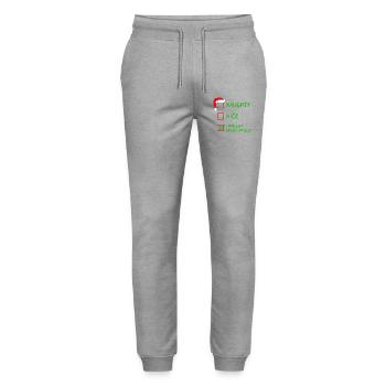 Naughty Nice – Ich wurde zu Weihnachten unbeaufsichtigt gelassen - Stanley/Stella Unisex Bio Jogginghose Mover  - Grau meliert - Vorne - Marisol (170cm) & Nik (191cm)