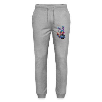 Neon Hase mit Feuerwerk Silvester Knallkörper Pyro - Stanley/Stella Unisex Bio Jogginghose Mover  - Grau meliert - Vorne - Marisol (170cm) & Nik (191cm)