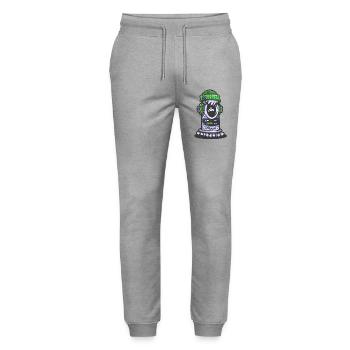 Retro Green Monster Lamp - Stanley/Stella Mover Unisex Organic Jogging Trousers - heather grey - Front - Marisol (170cm) & Nik (191cm)