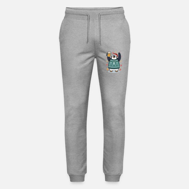 Festlicher Pinguin im Pullover - Stanley/Stella Unisex Bio Jogginghose Mover  - Grau meliert