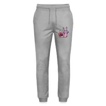 Schnecke hört Musik mit Kopfhörern - Stanley/Stella Unisex Bio Jogginghose Mover  - Grau meliert - Vorne - Marisol (170cm) & Nik (191cm)