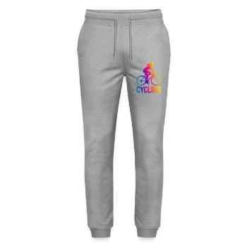 Silhouette de la fille arc-en-ciel Cycliste - Pantalon de jogging bio MOVER Stanley/Stella unisexe - gris chiné - Devant - Marisol (170cm) & Nik (191cm)