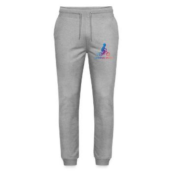 Bike Adventure Awaits Kid Bicycle - Stanley/Stella Mover Unisex Organic Jogging Trousers - heather grey - Front - Marisol (170cm) & Nik (191cm)