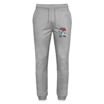 Normandy Seal Pride Humor Gift - Stanley/Stella Mover Unisex Organic Jogging Trousers - heather grey - Front - Marisol (170cm) & Nik (191cm)