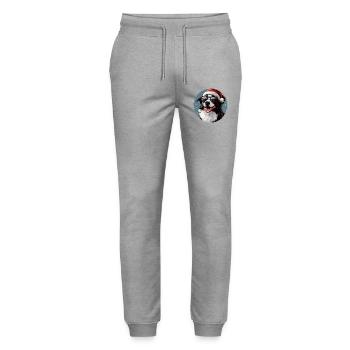 Dog Christmas with sunglasses - Stanley/Stella Mover Unisex Organic Jogging Trousers - heather grey - Front - Marisol (170cm) & Nik (191cm)