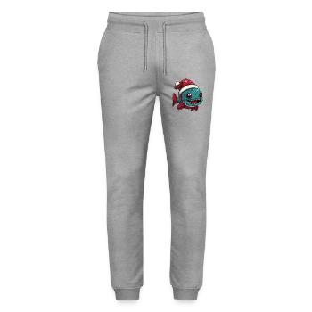Noël de poisson piranha - Pantalon de jogging bio MOVER Stanley/Stella unisexe - gris chiné - Devant - Marisol (170cm) & Nik (191cm)