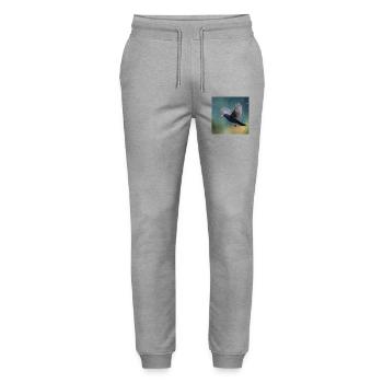 Merle noir sous la pluie Grive noire sous la pluie printanière - Pantalon de jogging bio MOVER Stanley/Stella unisexe - gris chiné - Devant - Marisol (170cm) & Nik (191cm)