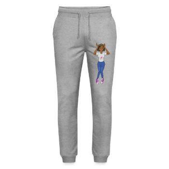 Black Girl Crown Queen Natürliches Haar Afro-Mode P - Stanley/Stella Unisex Bio Jogginghose Mover  - Grau meliert - Vorne - Marisol (170cm) & Nik (191cm)