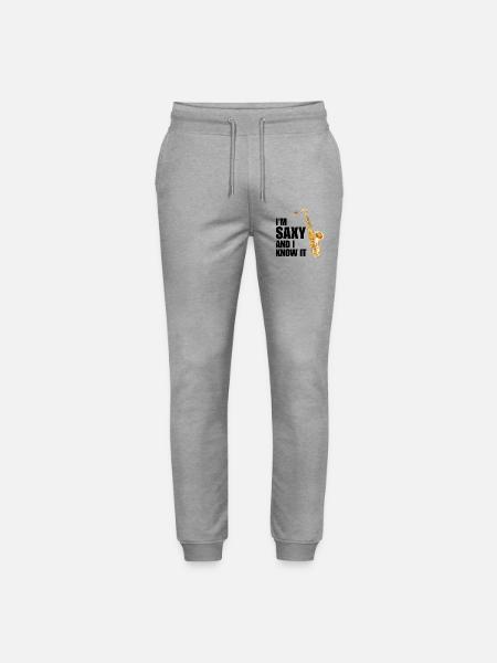 Funny Saxophone Saxophonist Jazz Sax Player Music - Stanley/Stella Mover Unisex Organic Jogging Trousers - heather grey