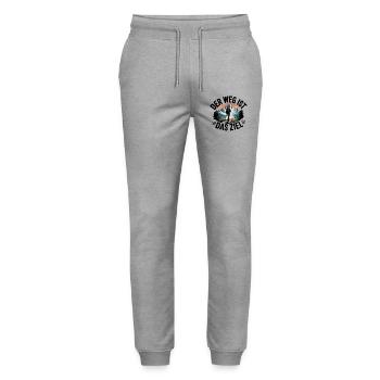  Der Weg Ist Das Ziel Wanderer Berge Sonnenaufgang - Stanley/Stella Unisex Bio Jogginghose Mover  - Grau meliert - Vorne - Marisol (170cm) & Nik (191cm)