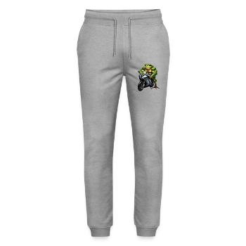 Muscle frog on motorcycle - Stanley/Stella Mover Unisex Organic Jogging Trousers - heather grey - Front - Marisol (170cm) & Nik (191cm)