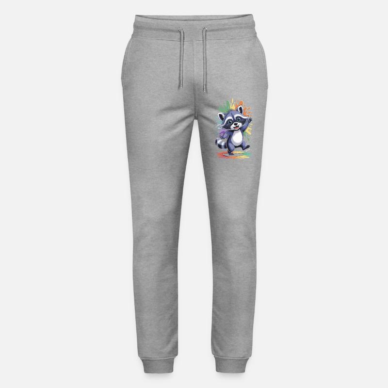 Raton laveur joyeux aux couleurs - Pantalon de jogging bio MOVER Stanley/Stella unisexe - gris chiné