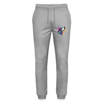 Wolf in color explosion style - Stanley/Stella Mover Unisex Organic Jogging Trousers - heather grey - Front - Marisol (170cm) & Nik (191cm)