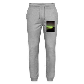 Aurores boréales sur la plage la nuit - Pantalon de jogging bio MOVER Stanley/Stella unisexe - gris chiné - Devant - Marisol (170cm) & Nik (191cm)