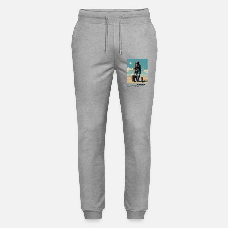 Jamais sans mon chat dans l’espace - Pantalon de jogging bio MOVER Stanley/Stella unisexe - gris chiné