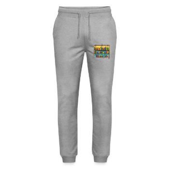 Colorful Bar Bottles Collage - Stanley/Stella Mover Unisex Organic Jogging Trousers - heather grey - Front - Marisol (170cm) & Nik (191cm)