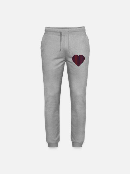 Red-Blue Heart - Stanley/Stella Mover Unisex Organic Jogging Trousers - heather grey