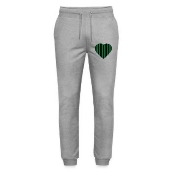 Striped Green Heart Against Black Green-Black - Stanley/Stella Mover Unisex Organic Jogging Trousers - heather grey - Front - Marisol (170cm) & Nik (191cm)