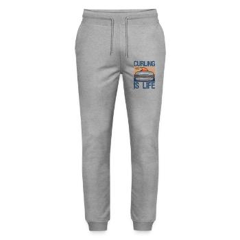 Curling Is Life Winter Sports Lover - Stanley/Stella Mover Unisex Organic Jogging Trousers - heather grey - Front - Marisol (170cm) & Nik (191cm)