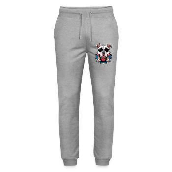 Bulldogge mit Sonnenbrille Cartoon - Stanley/Stella Unisex Bio Jogginghose Mover  - Grau meliert - Vorne - Marisol (170cm) & Nik (191cm)