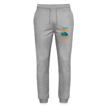 camping slogan camper, i need my camper - Stanley/Stella Mover Unisex Organic Jogging Trousers - heather grey - Front - Marisol (170cm) & Nik (191cm)