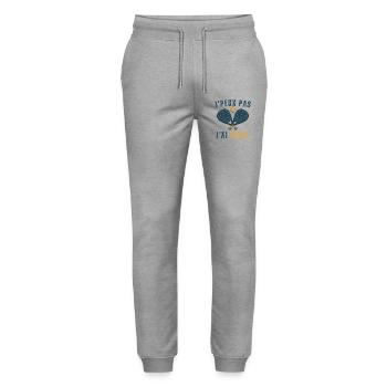 Je peux pas j ai padel - Pantalon de jogging bio MOVER Stanley/Stella unisexe - gris chiné - Devant - Marisol (170cm) & Nik (191cm)