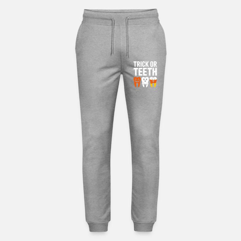 Trick oder Teeth Halloween-T-Shirt - Stanley/Stella Unisex Bio Jogginghose Mover  - Grau meliert