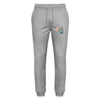 Saxophone Unicorn Neon Style - Stanley/Stella Mover Unisex Organic Jogging Trousers - heather grey - Front - Marisol (170cm) & Nik (191cm)