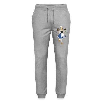 Holland Girl Tulips and Windmill - Stanley/Stella Mover Unisex Organic Jogging Trousers - heather grey - Front - Marisol (170cm) & Nik (191cm)