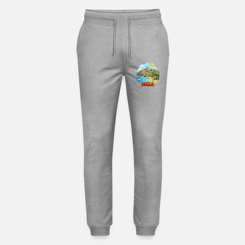 Illustration du Paradis côtier d’Ibiza - Pantalon de jogging bio MOVER Stanley/Stella unisexe - gris chiné