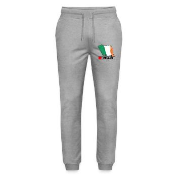 Ireland Flag with Heart - Stanley/Stella Mover Unisex Organic Jogging Trousers - heather grey - Front - Marisol (170cm) & Nik (191cm)