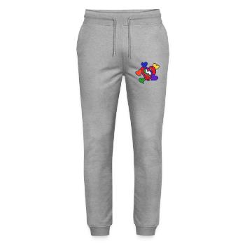 Regenbogenherz-Einhorn - Stanley/Stella Unisex Bio Jogginghose Mover  - Grau meliert - Vorne - Marisol (170cm) & Nik (191cm)