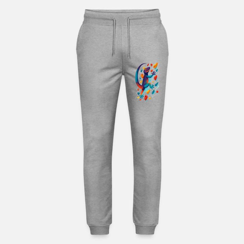 Bouldern Gecko Klettertier Klettern Echse Geschenk - Stanley/Stella Unisex Bio Jogginghose Mover  - Grau meliert