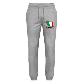Italy Flag with Heart - Stanley/Stella Mover Unisex Organic Jogging Trousers - heather grey - Front - Marisol (170cm) & Nik (191cm)