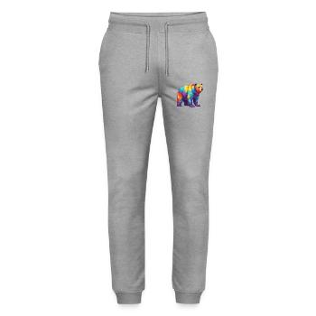 Bunte Bärenregenbogen-Pop-Art-Aquarell - Stanley/Stella Unisex Bio Jogginghose Mover  - Grau meliert - Vorne - Marisol (170cm) & Nik (191cm)